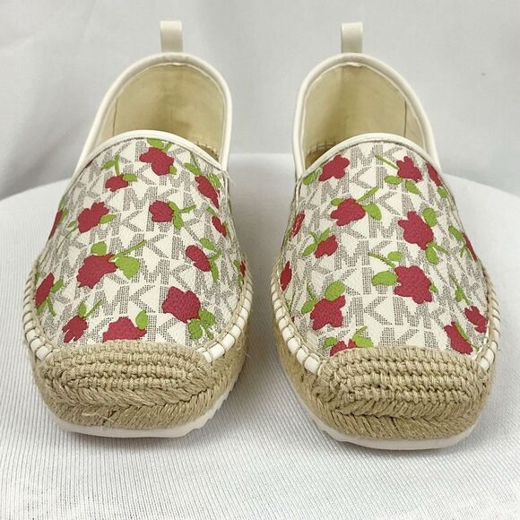 Michael Kors Lenny Espadrille Slip On Shoes Sz 7.5 M New Rose & Signature Flats - Picture 1 of 10